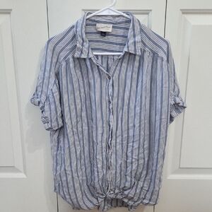 Universal Thread Blue and White Striped Blouse